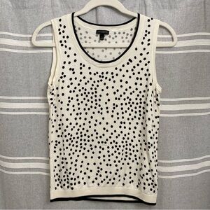 TALBOTS / White with Black Polka Dots Sleeveless Sweater Size S